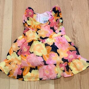 The Children's Place Pink and Yellow Floral Dress 3-6 months